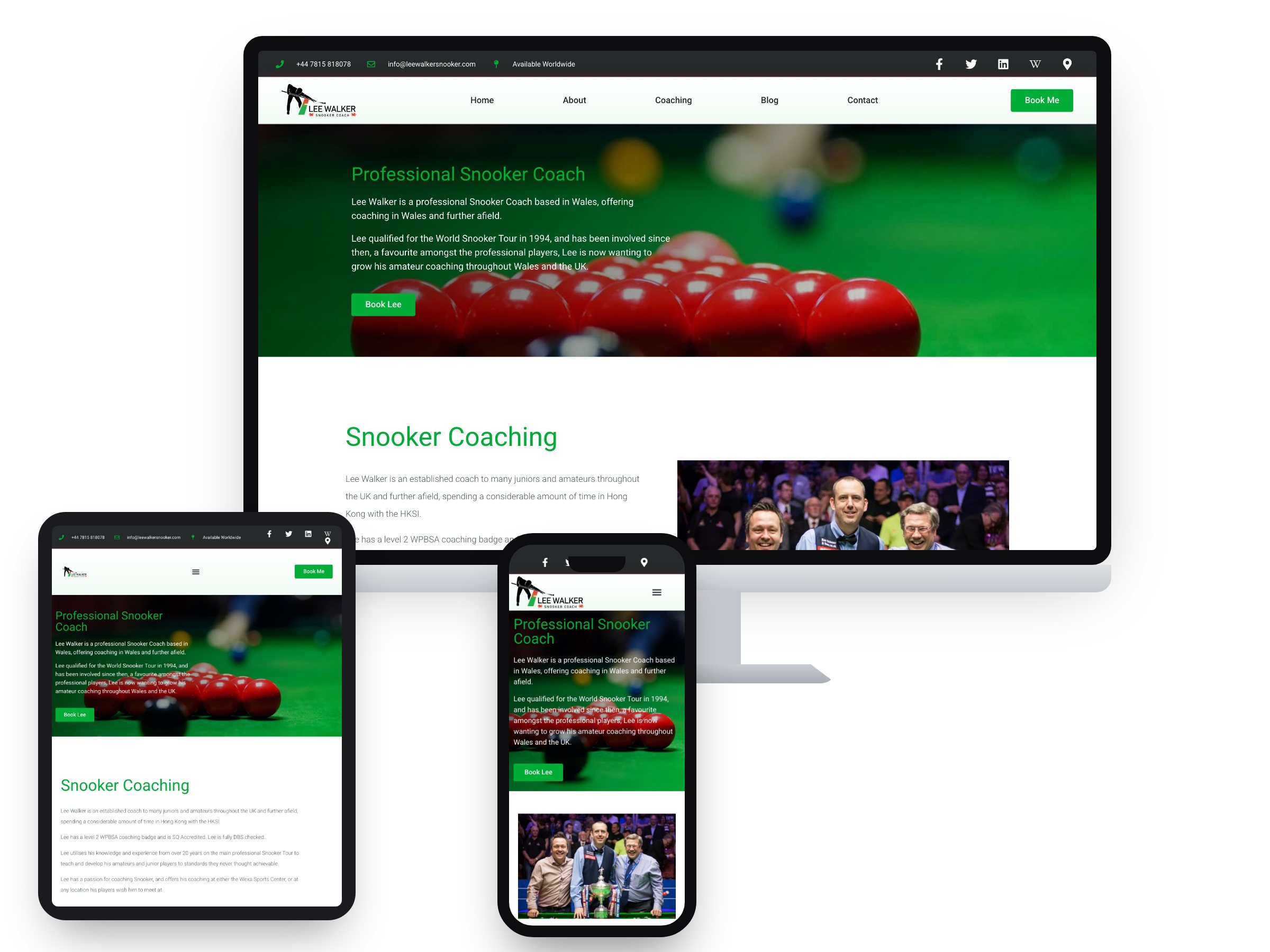 Lee Walker Snooker Coach — Web Design project by Xpose