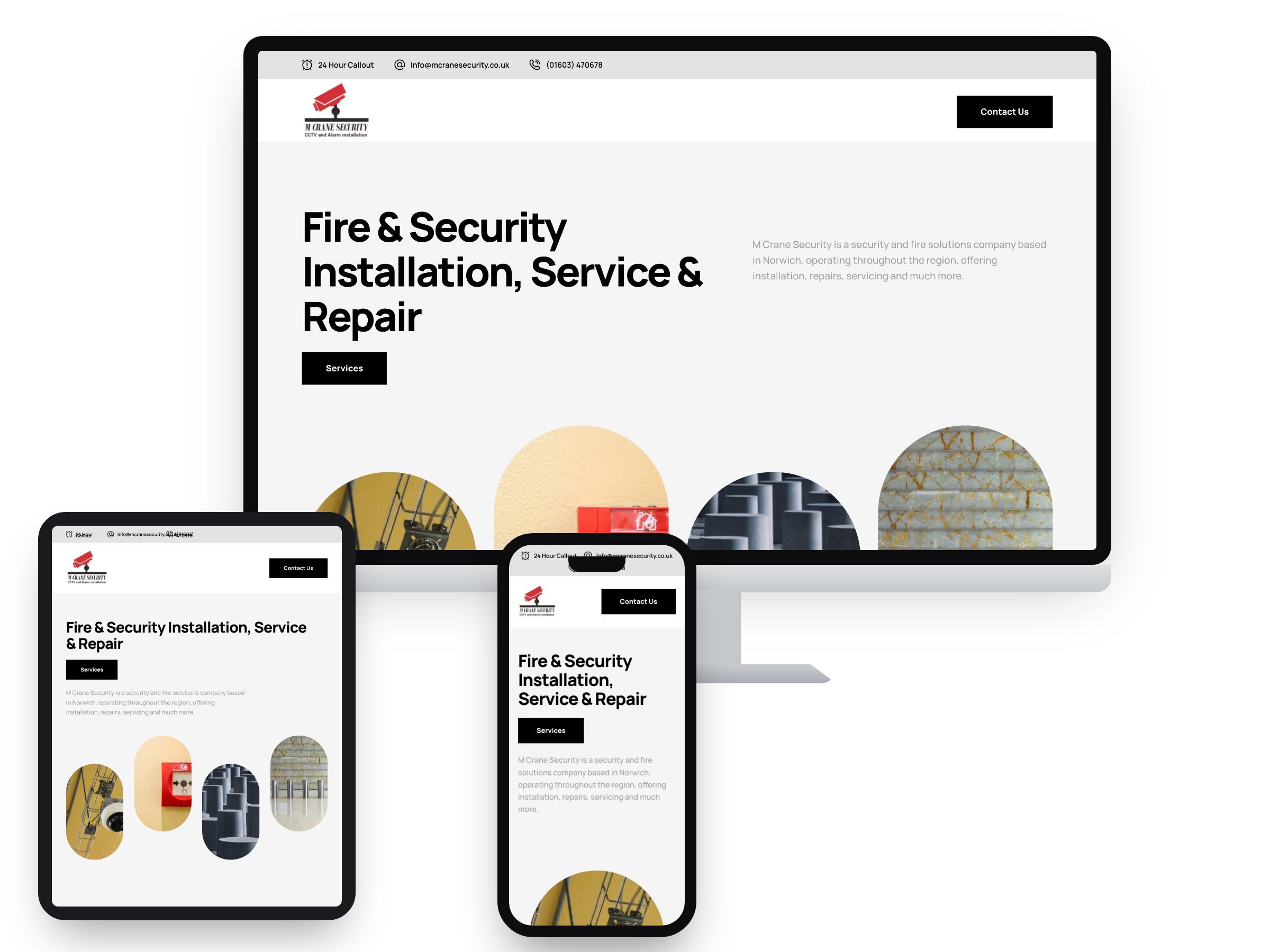 M Crane Security — Web Design project by Xpose