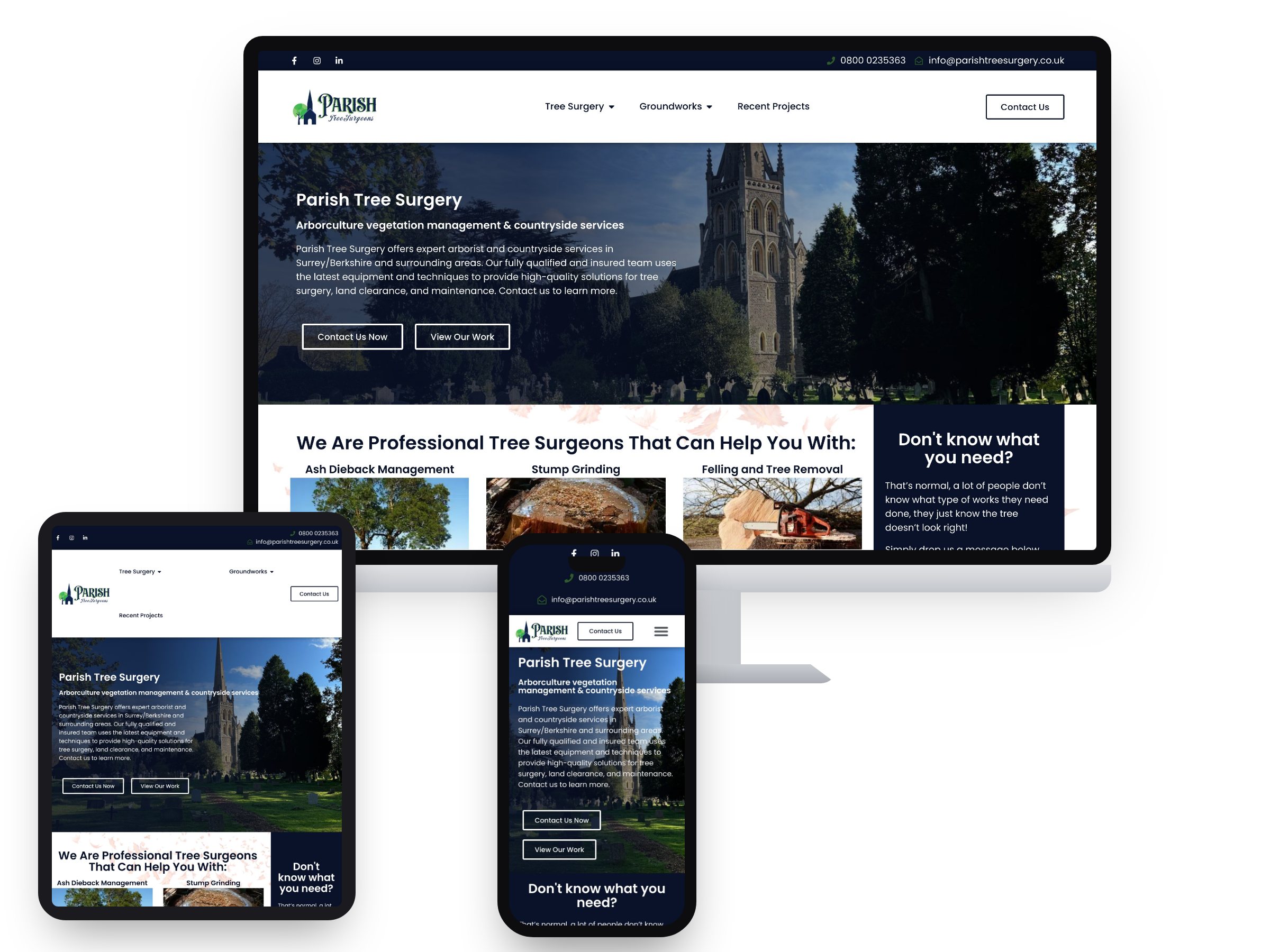 Parish Tree Surgery — Web Design project by Xpose