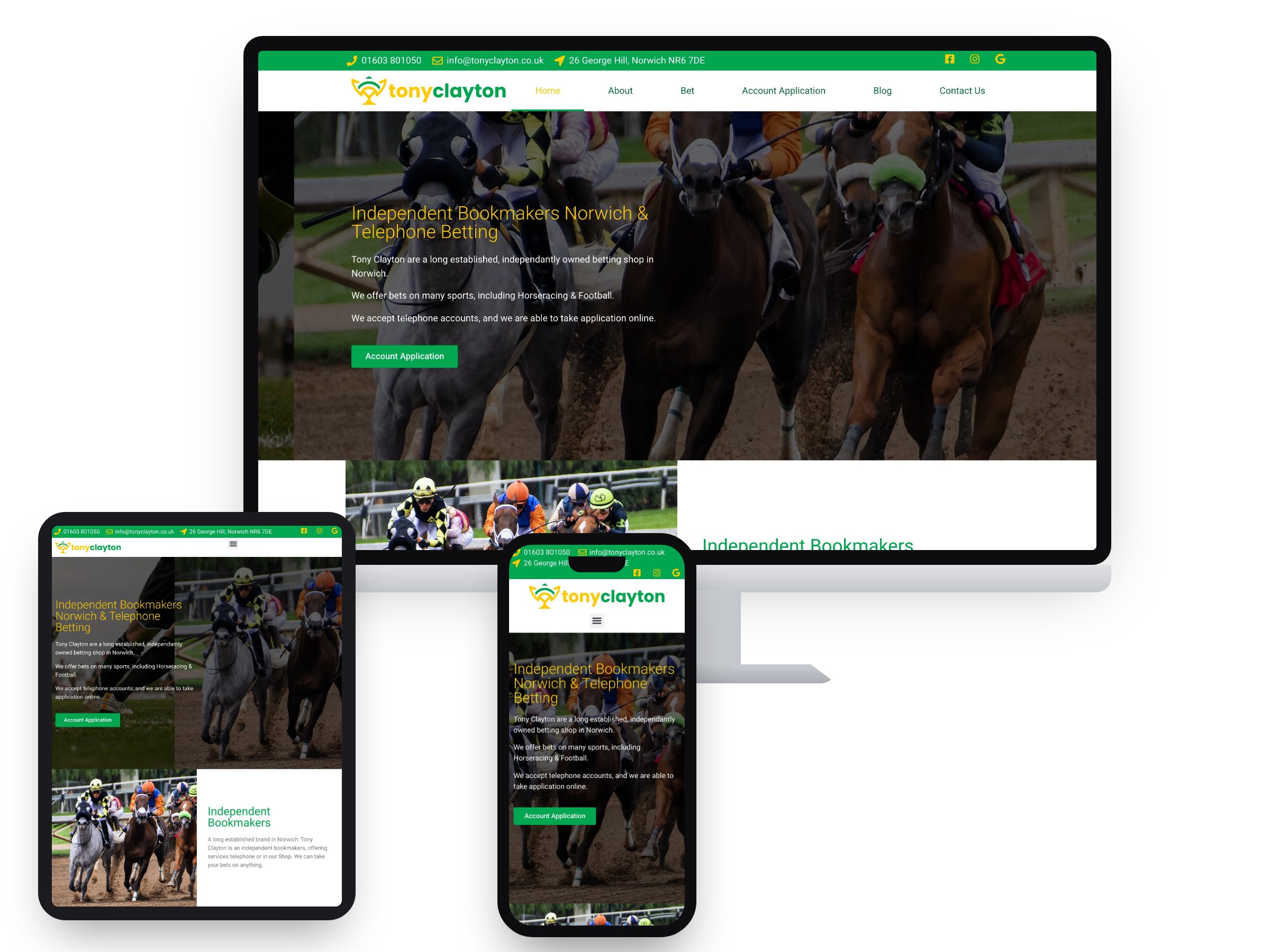 Tony Clayton Bookmakers — Web Design project by Xpose